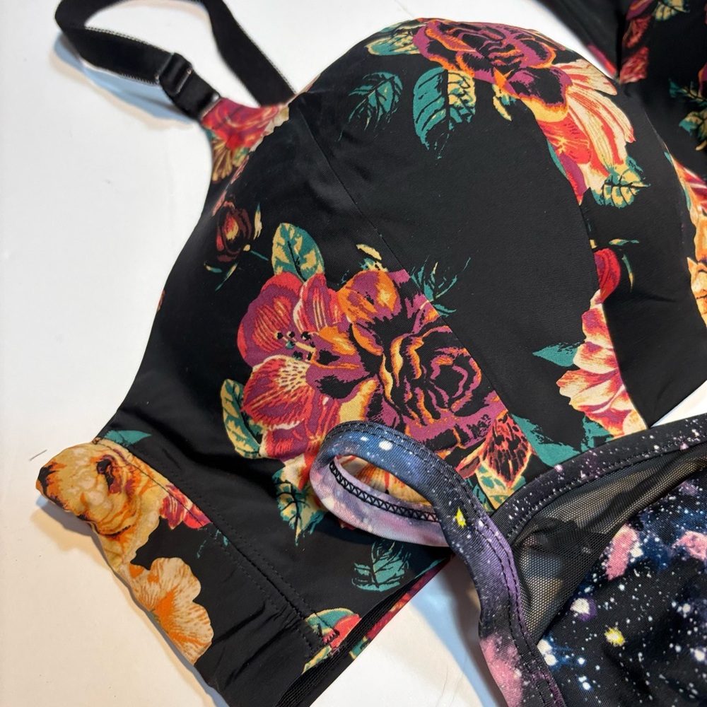 Torrid bra Back Smoothing lightly-lined full coverage bra black floral print 42c - Picture 4 of 8